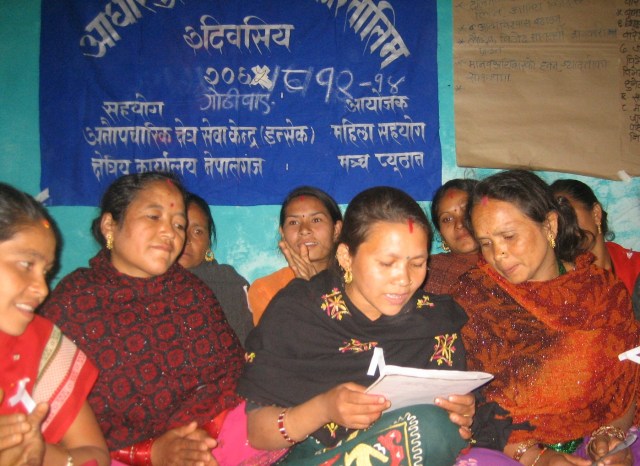 NEPAL - November 2008:  Mothers in Gothiwang village of Pyuthan district brainstorming coping mechanisms during the Maoist insurgency. (Photo by Prakash Adhikari)